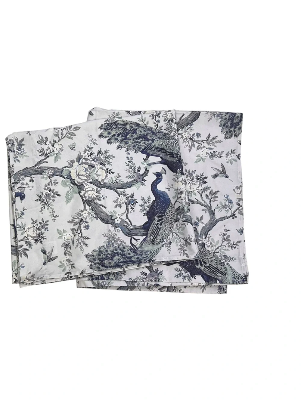 Laura Ashley Window Curtains 2 Panels 38 x 82” Peacock Blue Gray Rod Pocket